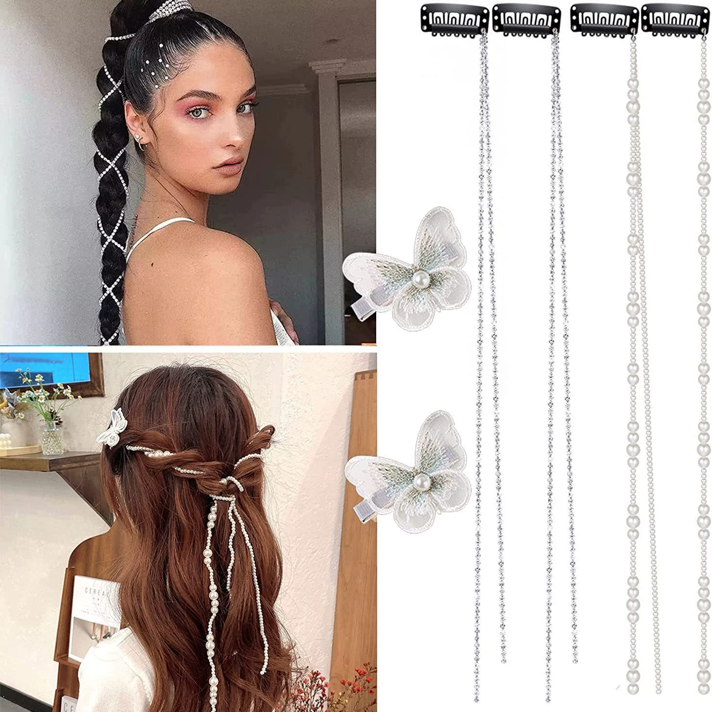 Трансграничная оптовая мода с кисточками и плетением волос Цепь супер-сказочный длинный хвост, завязанный грязными плетками, плетеные головные уборы