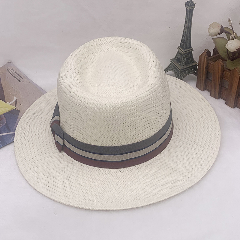 Thin straw top hat female tide Korean version all travel visor flat brim Panama straw hat_voghion.com