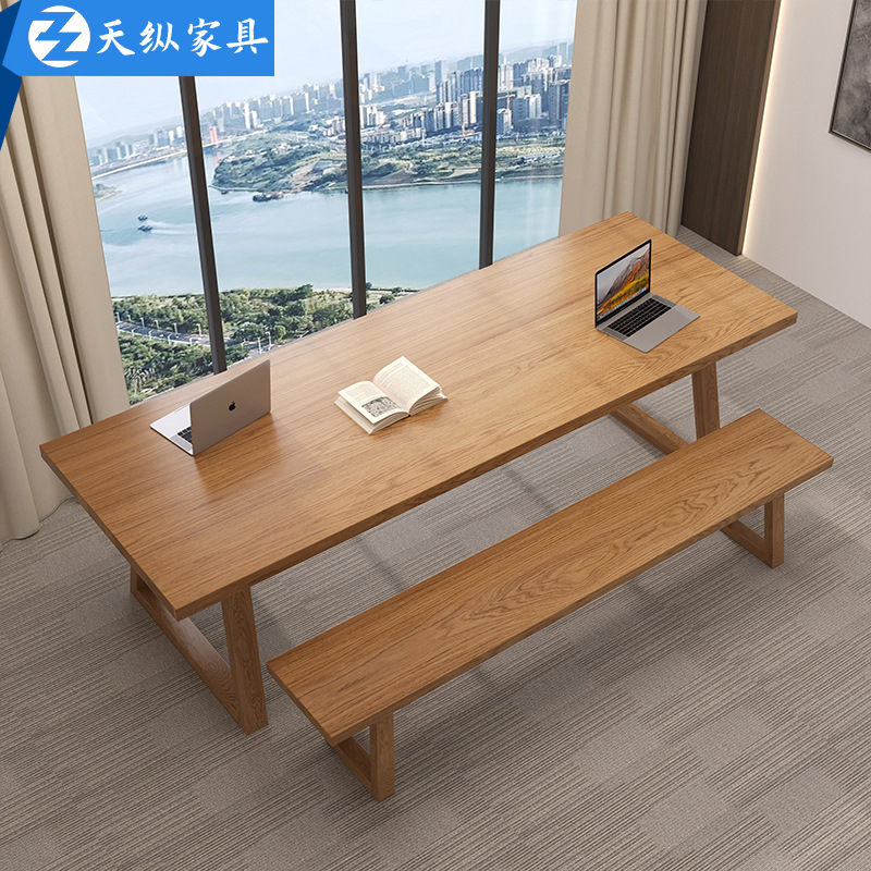 American solid wood office desk, study desk, home study desk, calligraphy desk, desktop computer desk chair set, long desk