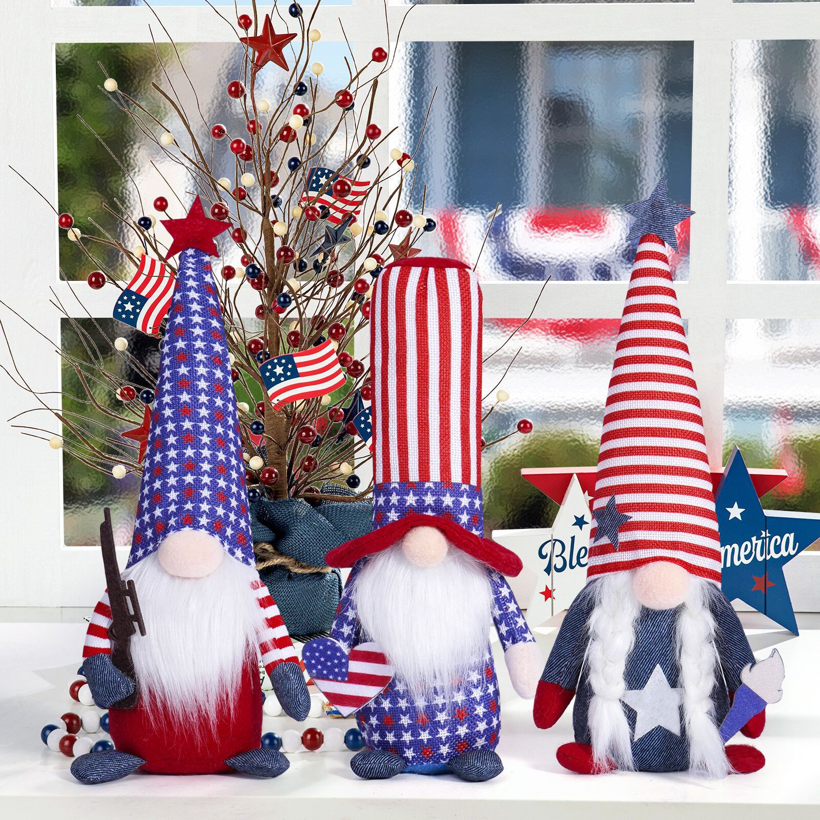 Día de la Independencia transfronteriza muñeca sin cara muñeca decoración enana muñeca de vacaciones atmósfera decoración regalos para niños