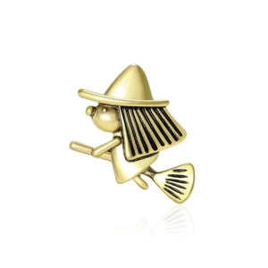 Cross-Border Hot-Selling European and American Cute Alloy Enamel Little Witch Brooch Versatile Women's Clothing Corsage Jewelry Pin