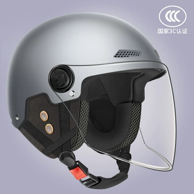 Safety Helmet, High-Definition Half Helmet – Motosiklet kaskı (dəbilqə) - anti-fog-long-mirror-four-seasons-gray-ear-protection-detachable-all-yards
