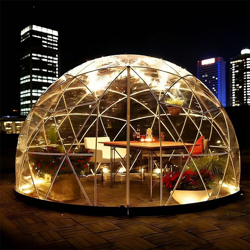 Tienda esférica transparente campamento red red red de restauración jardín estrella sala creativa actividad hotel sala de sol fácil de construir