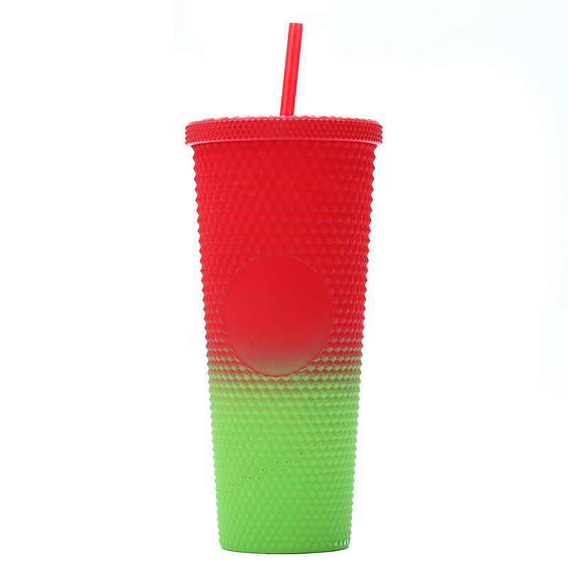 跨境厂家新款创意双层吸管扎手塑料杯 通用便携大容量星巴榴莲杯详情25