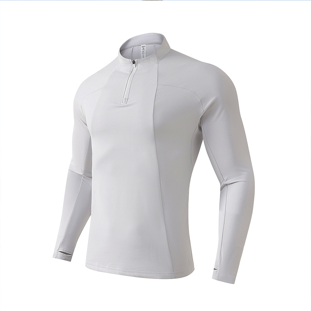 Dijia chaqueta deportiva al aire libre ropa de secado rápido elástico transpirable deportiva con semicirremela y camiseta de acondicionamiento físico de lana para hombres