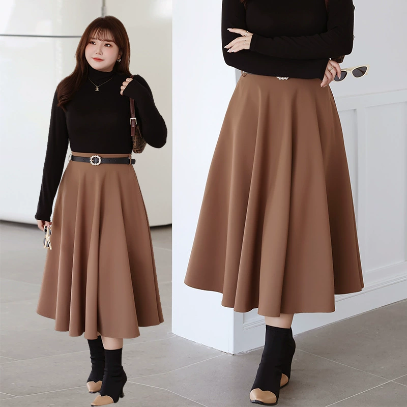 Французская ретро-большая качели-юбка-зонтик средней длины А-силуэта, Женская осенне-зимняя длинная юбка больших размеров 8770