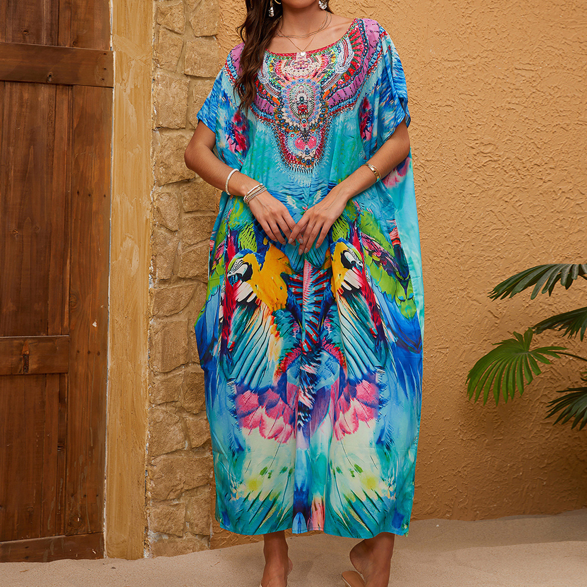 Camisas de playa europeas y americanas transfronterizas bohemas falda larga camisa de vacaciones camisa protector solar camisa de baño Z505