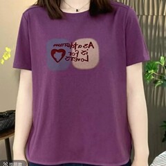2025夏の新型丸襟夏の女性の半袖大きいサイズのゆったりしたtシャツのプリントのアルファベットの小さいシャツの半袖の上着