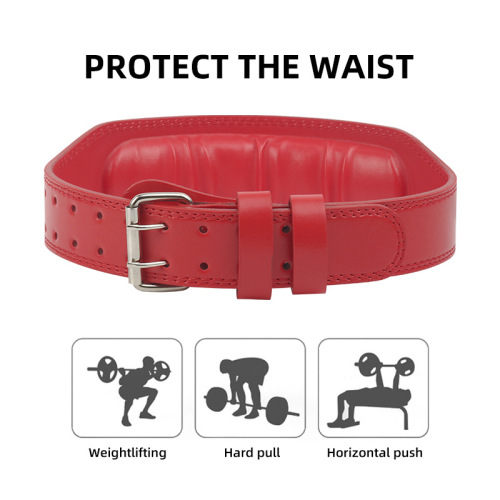 Weightlifting Fitness Waist Belt Deep Squat Hard Pulling Cowhide PU Men and Women Weightlifting Protection Lever Clip Sports Protective Waist Belt 