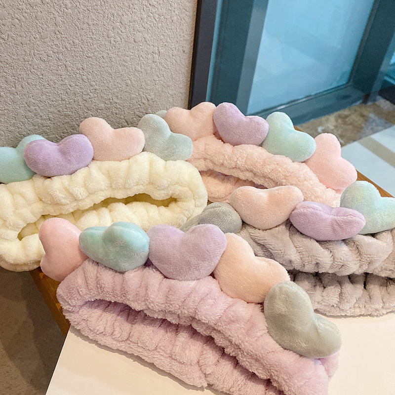 Lavar la cara correa de cabello para mujeres coreanas lindas red pequeña banda de cabeza de amor antideslizante método de presión de máscara facial correa de cabello simple tocado