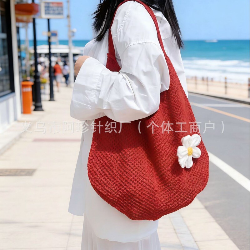 Summer New Large-Capacity Woven Shoulder Bag Armpit Bag Tote Bag Women's Summer Woven Bag Seaside Beach Bag