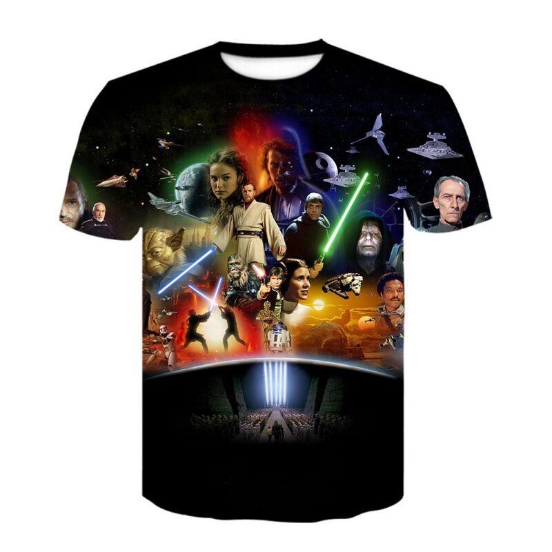 Star Wars Star Wars interstellar laser sword 3D printing T-shirt short sleeve personality top clothes AliExpress cross border Star Wars Star Wars interstellar laser sword 3D printing T-shirt short sleeve personality top clothes AliExpress cross border