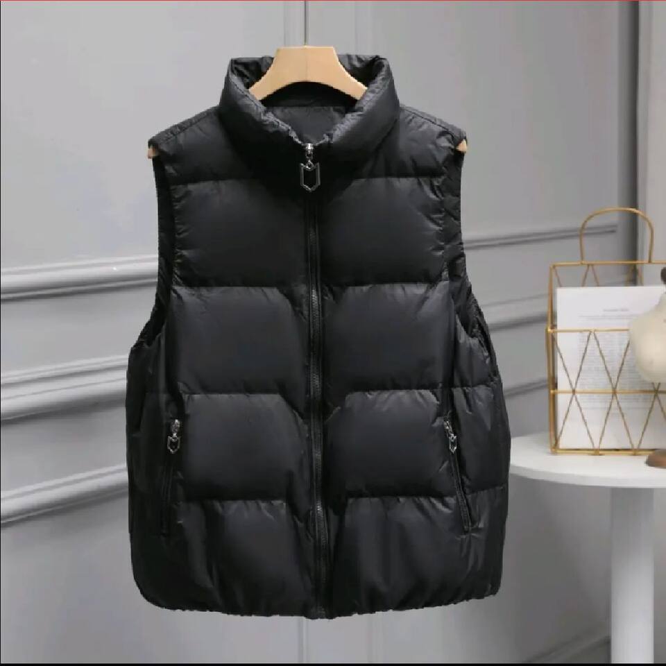 Áo gile cotton nữ dáng rộng nhẹ thoáng mặc ngoài — Màu trắng nhạt, đen