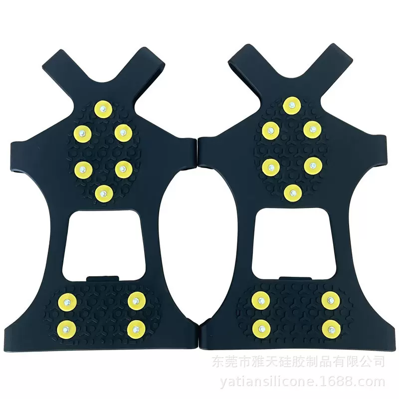 现货户外运动防滑装备简易男女通用登山鞋钉10齿黄钉硅胶冰爪鞋套