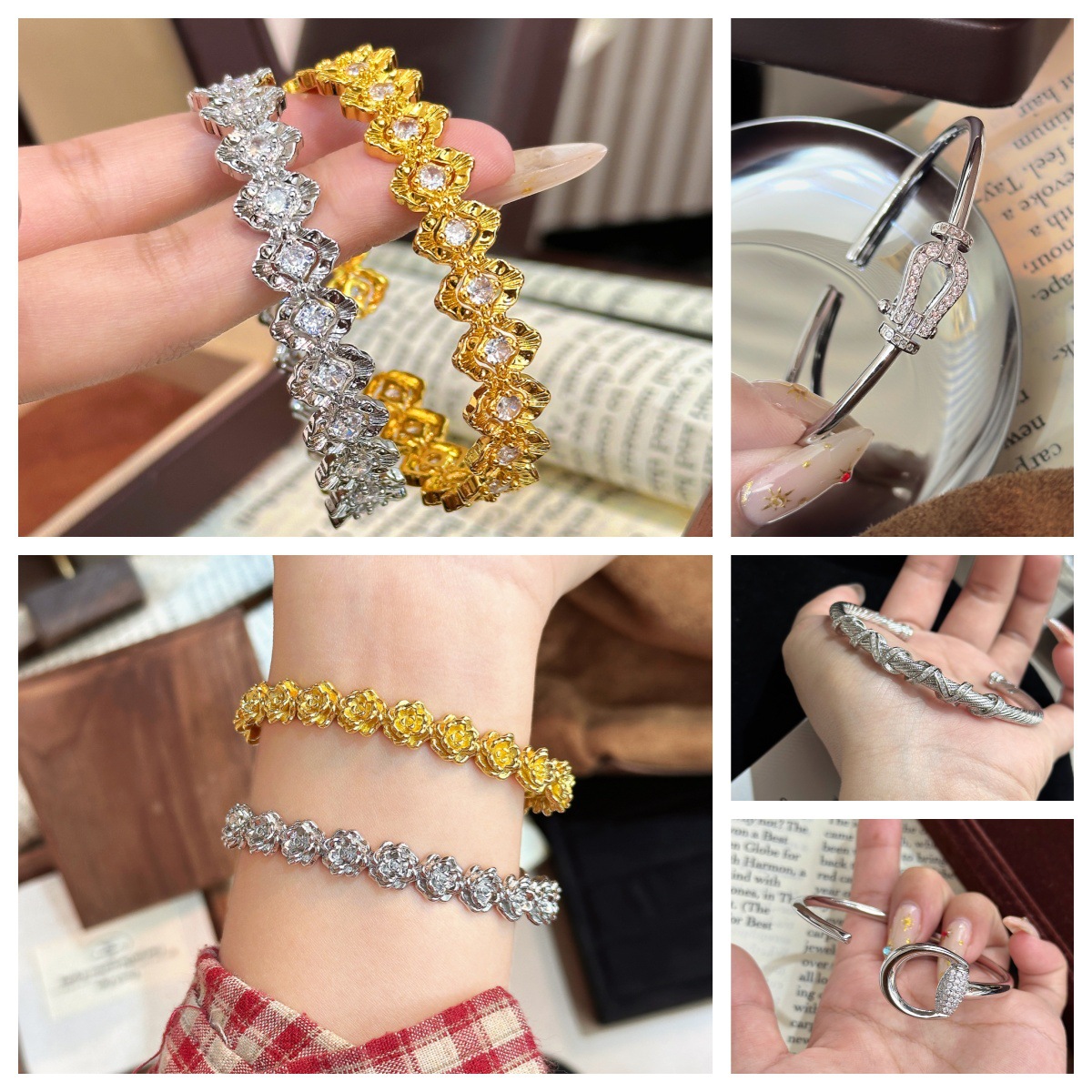 Full Diamond Four Leaf Clover Bracelet For Women Light Luxury_voghion.com