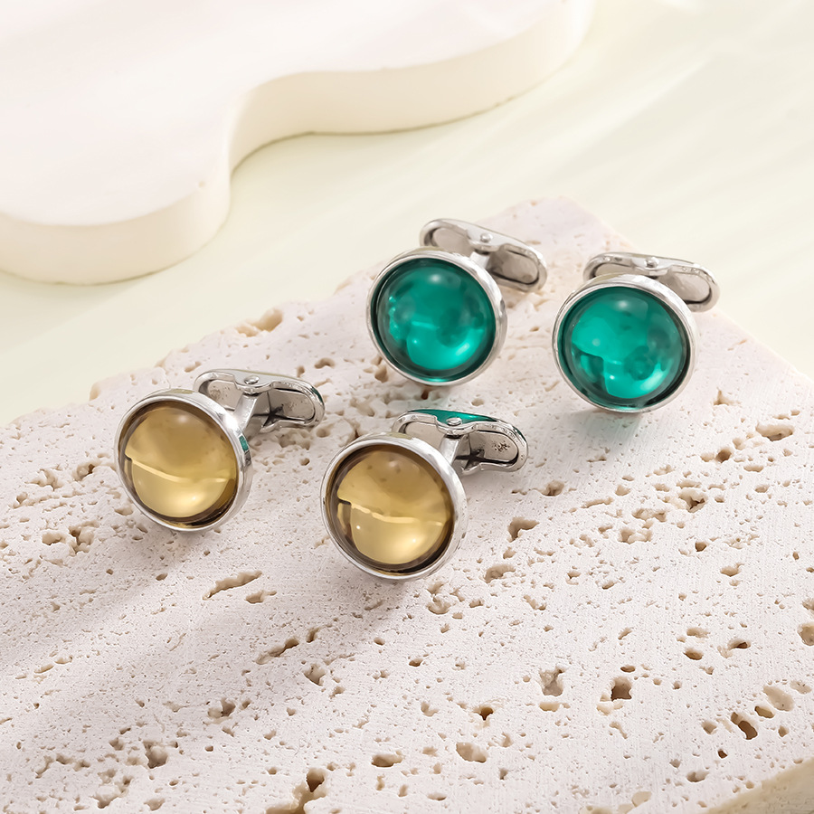 Manschettknappar med ädelsten för herrskjorta retro stil_voghion.com