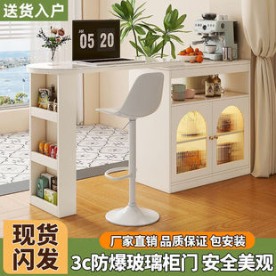 Solid Wood Bar Partition Cabinet Living Room Storage Cabinet Cream Style Family Modern Mobile Bar Retractable Bar Cabinet