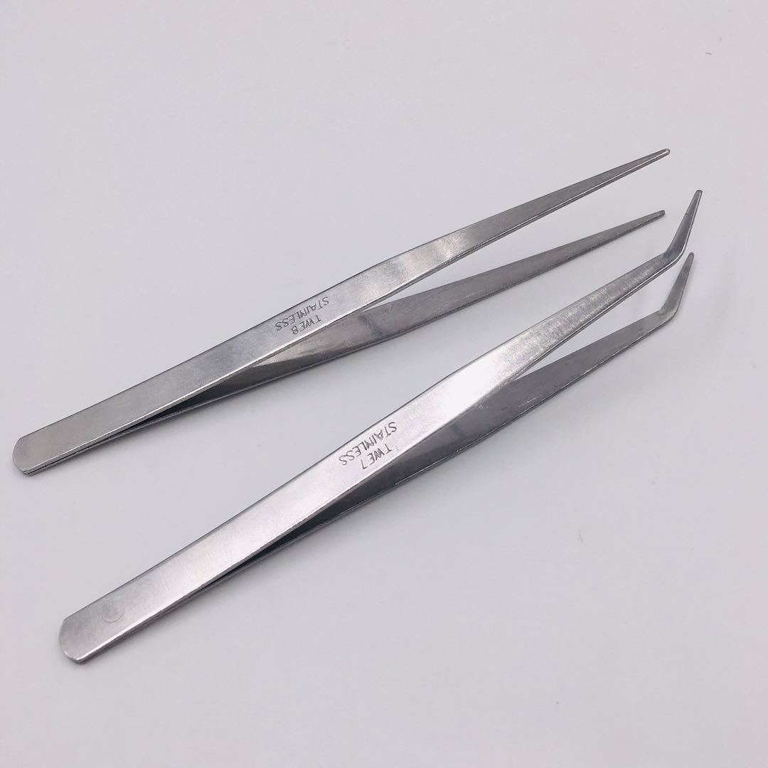 不锈钢镊子直头尖头弯头缝纫机DIY弯镊直镊夹子线夹手工