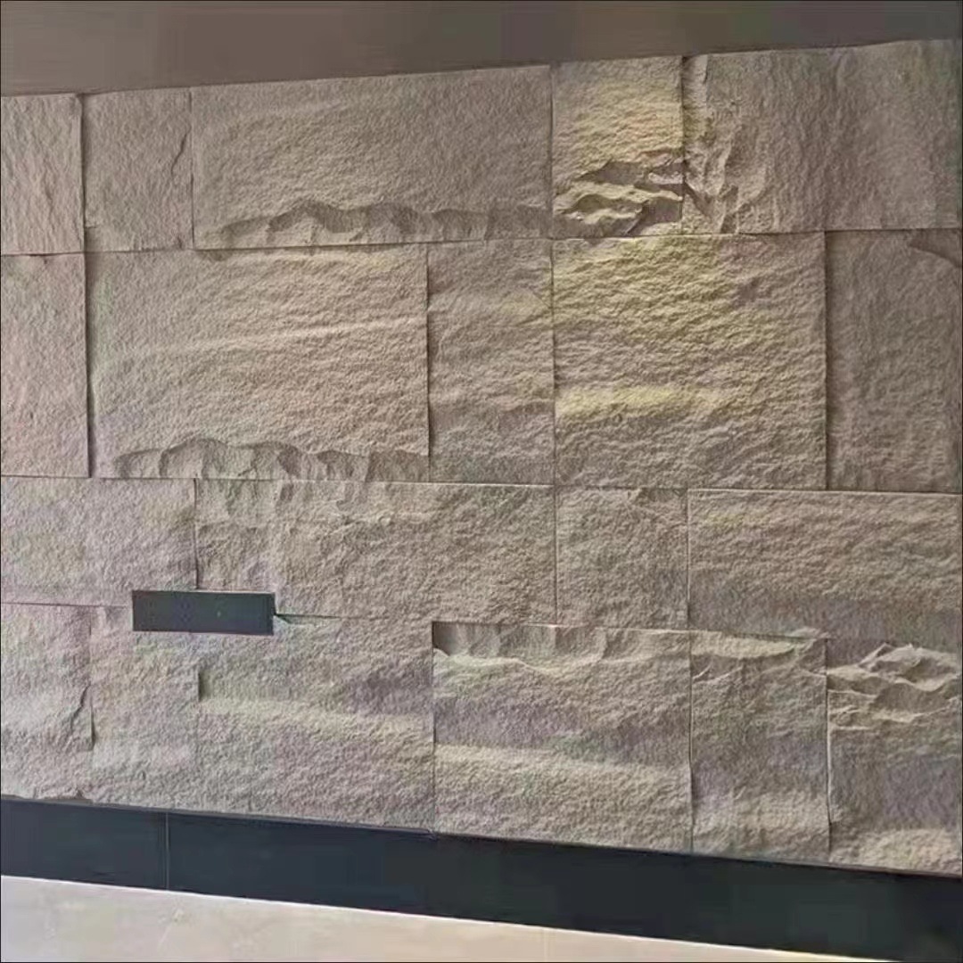 PU石厂家轻质人造石聚缘脂石材水幕墙文化石室内芝麻黑电视背景墙