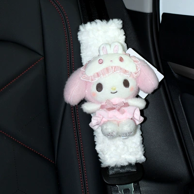 for Couples, Seat belt shoulder pad - melody-eye-mask-white-long-plush-shoulder-cover-1-piece