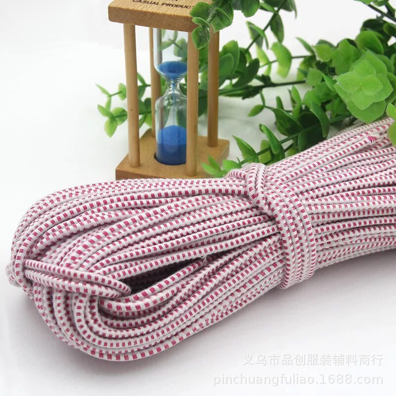 厂家直销高弹力圆形红白点松紧带 服装辅料衣服裤子进口松紧绳