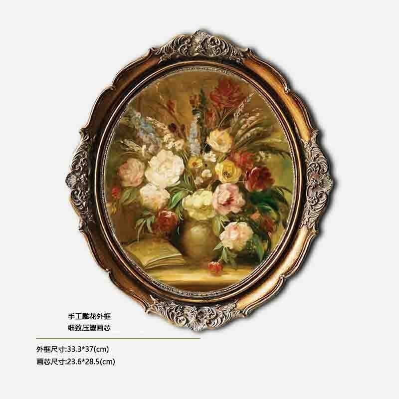 Cross-border European retro light luxury niche style carved photo frame wall-hanging oval classical craft picture frame wholesale