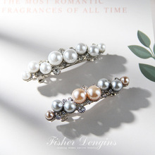 小号珍珠顶夹弹簧夹日韩成人发夹后脑勺简约风气质发卡夹子头饰女