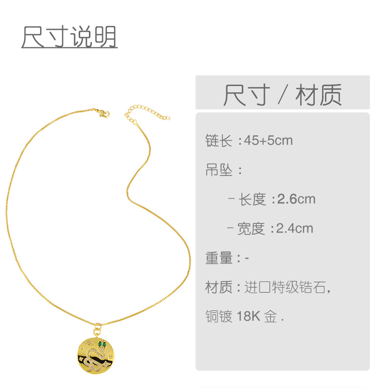 Simple Retro Inlaid Zircon Snake-shaped Necklace display picture 1