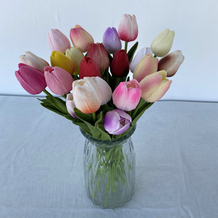 Soft glue single tulip artificial flower vacation flower home model house decoration tulip wedding hotel decorative flower