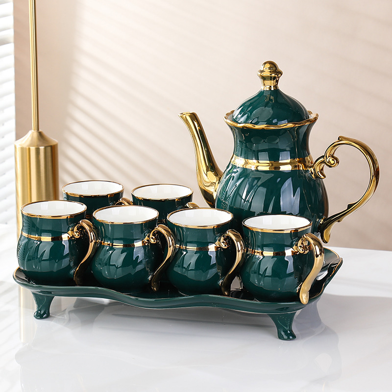 Juego de té de cerámica de estilo nórdico de alta gama, empaque en caja de regalo, regalos empresariales, exclusivamente para ventas transfronterizas, disponible en varios colores.