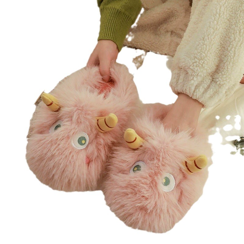 Хлопковые тапочки Maomao с флисовой подкладкой Little Monster, женские осенне-зимние милые домашние теплые домашние зимние Луны