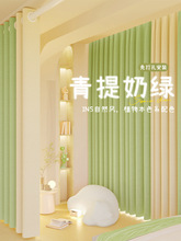 卧室窗帘遮光免打孔安装一整套2025新款卧室飘窗客厅防晒隔热遮阳