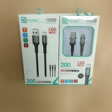 6A闪充数据线发光200W编织快充线适用华为120w荣耀小米带灯闪充线