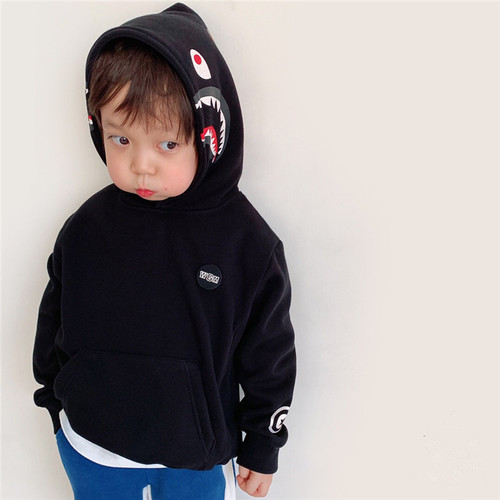 Boys' sweatshirt hooded  autumn and winter new style small and medium-sized children's round neck pullover baby trendy brand tops and jackets