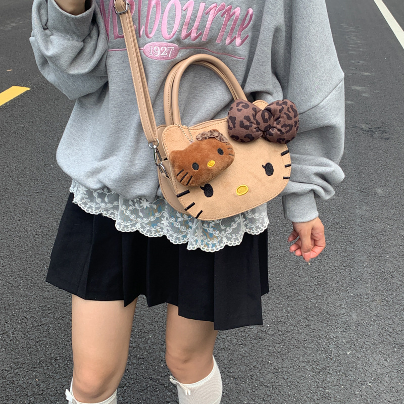 跨境女包秋冬新款可爱猫咪手提包高级感大容量女生少女斜挎包外贸|undefined