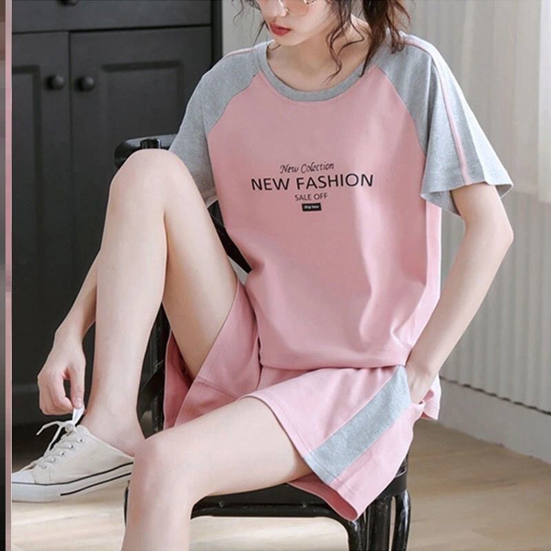 러닝 캐주얼 스포츠웨어 세트 여성 2023 여름 새로운 플러스 사이즈 여성 한국 반팔 반바지 투피스 패션 세트