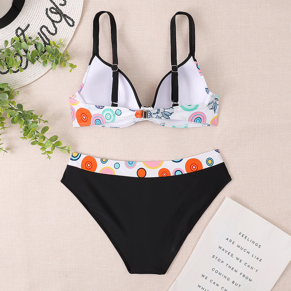 2022 Neue Sexy Farbe Geometrisch Bedruckter Split-bikini-badeanzug display picture 3