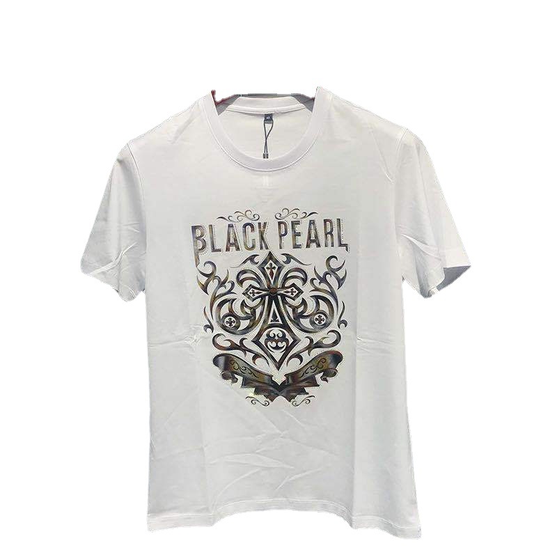 T-shirt court d'été en coton et soie, haut à manches mi-longues avec broderie de diamants tendance, fourre-tout pour hommes, grande taille ins_voghion.com