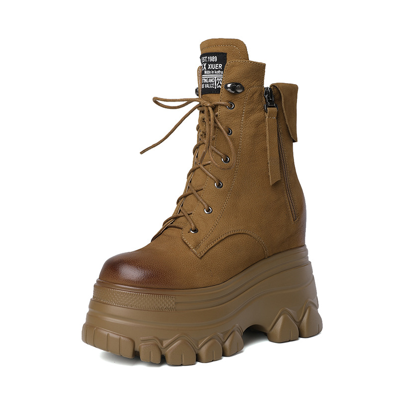 Boot nữ cổ thấp dây buộc phong cách Anh quốc cổ điển, gót cao 12 cm — Đen nhung