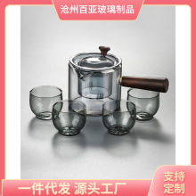 侧把玻璃茶壶耐高温家用泡茶壶黑灰色茶水分离煮茶壶新款直觉壶