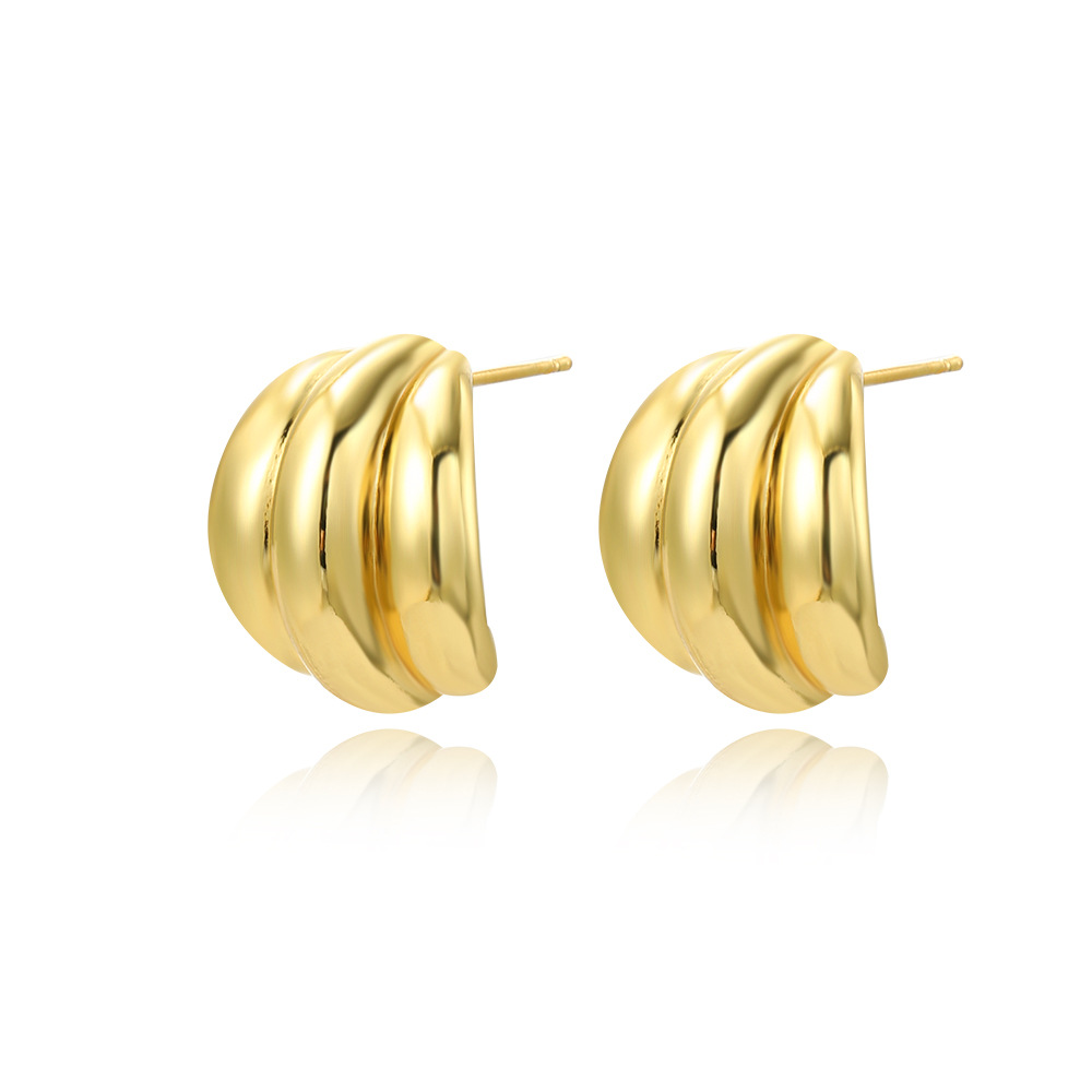 Daily Occasion 1 Pair Simple Style Geometric Copper 18K Gold Plated Ear Studs