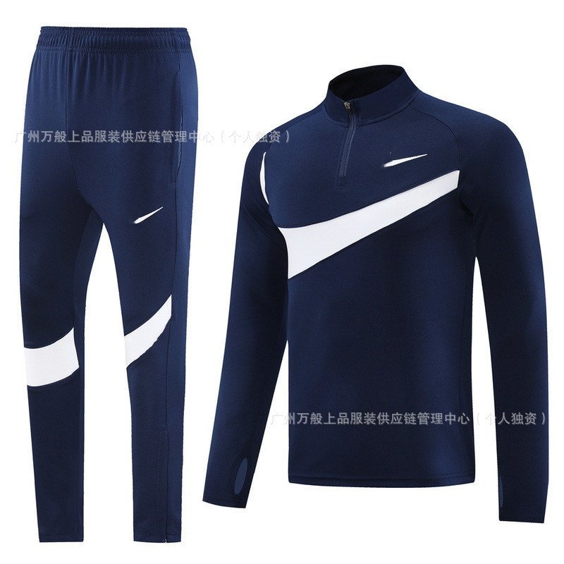 NB半拉链冬装长袖长裤套装训练俱乐部基础足球服球衣长拉logo外贸|undefined