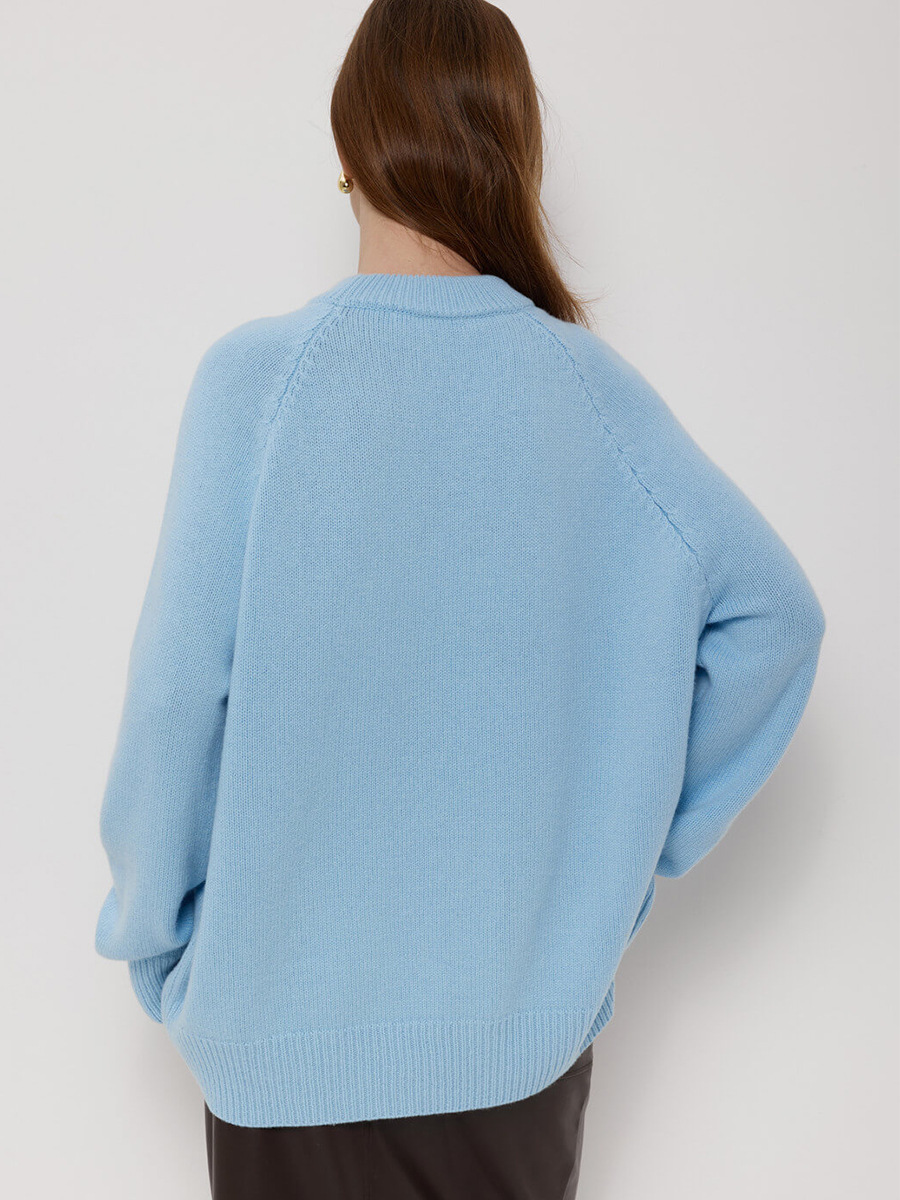 Suéter de cuello redondo transfronterizo para mujeres Europa y los Estados Unidos 2025 otoño y invierno suéter de lana de punto suelto suéter simple para mujeres