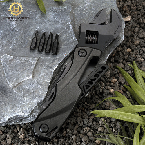 Outdoor camping multi-function wrench pliers multi-purpose adjustable wrench folding knife saw EDC wrench combination tool wholesale