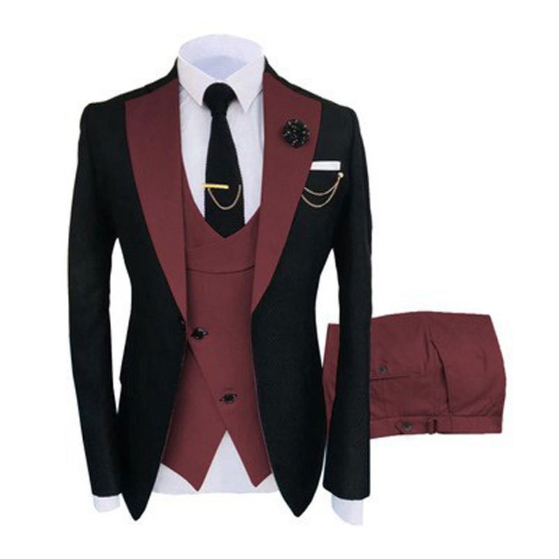 Men's Clothing Men's suit three piece suit Korean version slim fit business banquet host clothing groomsmen suit new_voghion.com
