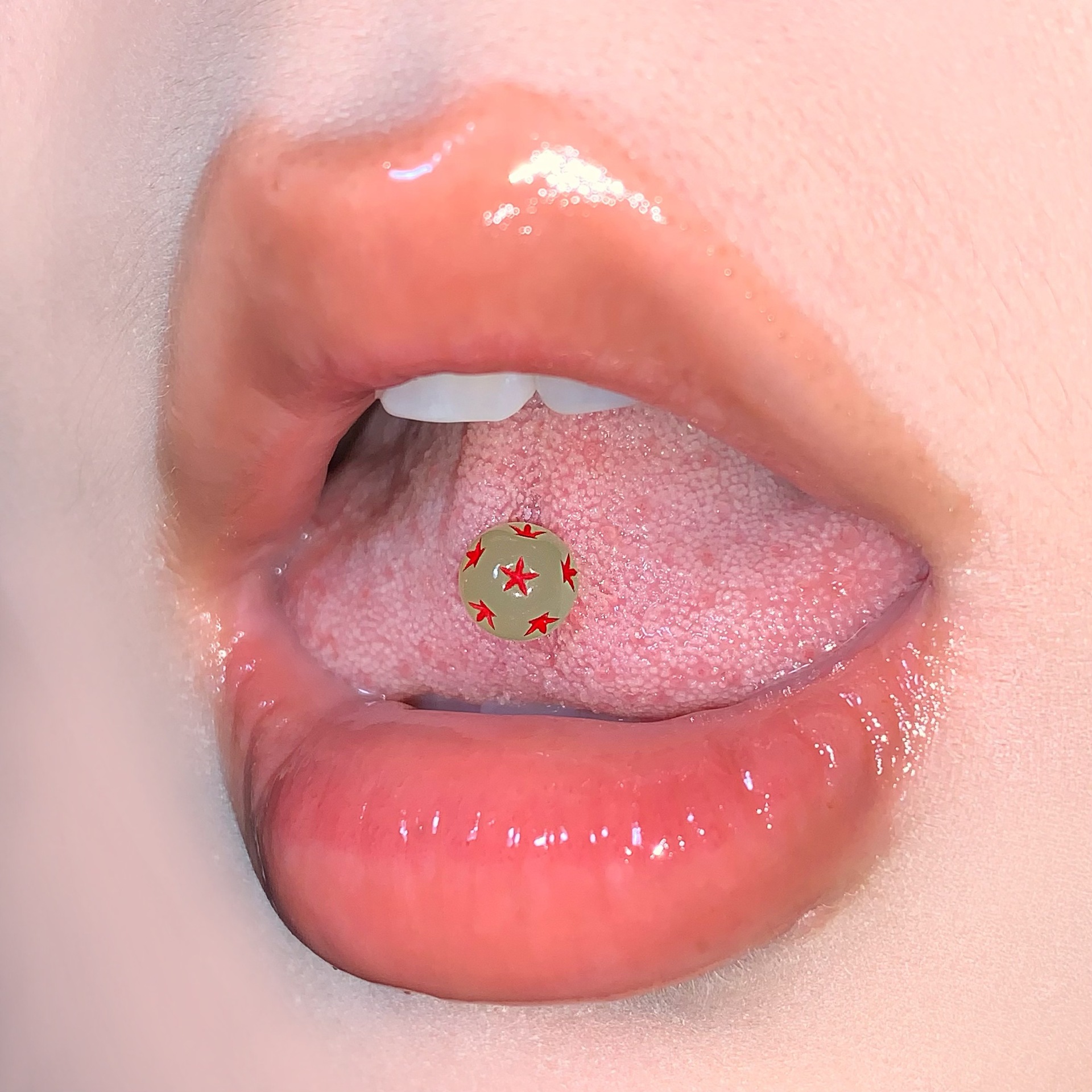 Labret stud lip piercing jewelry styling detail