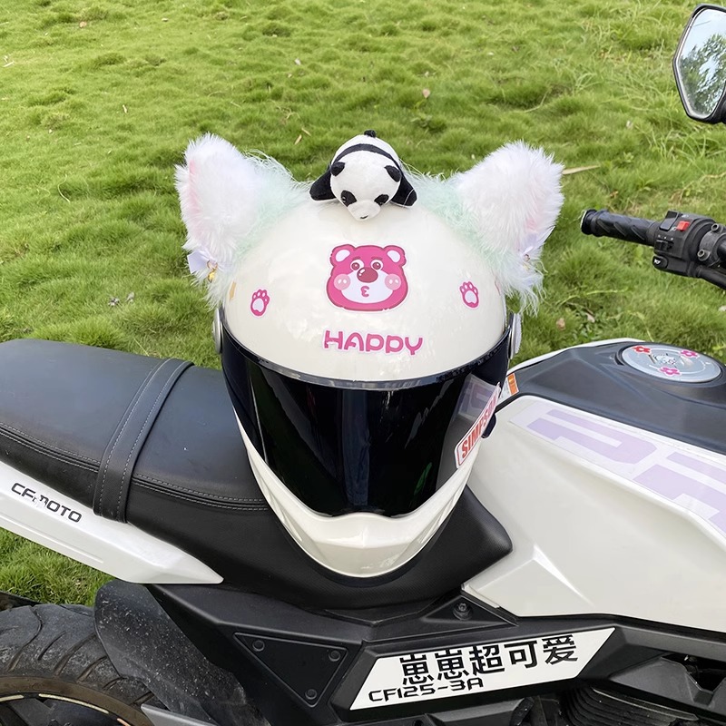 Plush Versatile Creative Helmet Decoration Light Green Fluff Cat Ears