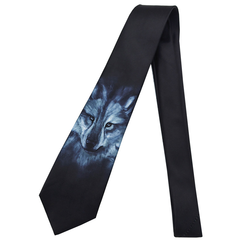 Fabricante spot impresión digital corbata de hombre estilo de Hong Kong moda retro casual animal divertido hecho a mano estilo 8cm