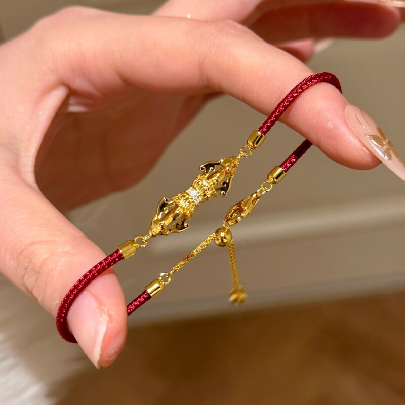 Xiaohongshu's Popular Vajra Pestle Red Rope Bracelet New Chinese Style Light Luxury High-End Exquisite and Versatile Hand Accessories Dropshipping