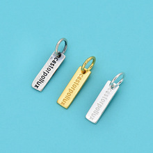 S925纯银英文字母长方牌吊坠 DIY串珠编绳手串银配件闺蜜手链挂件